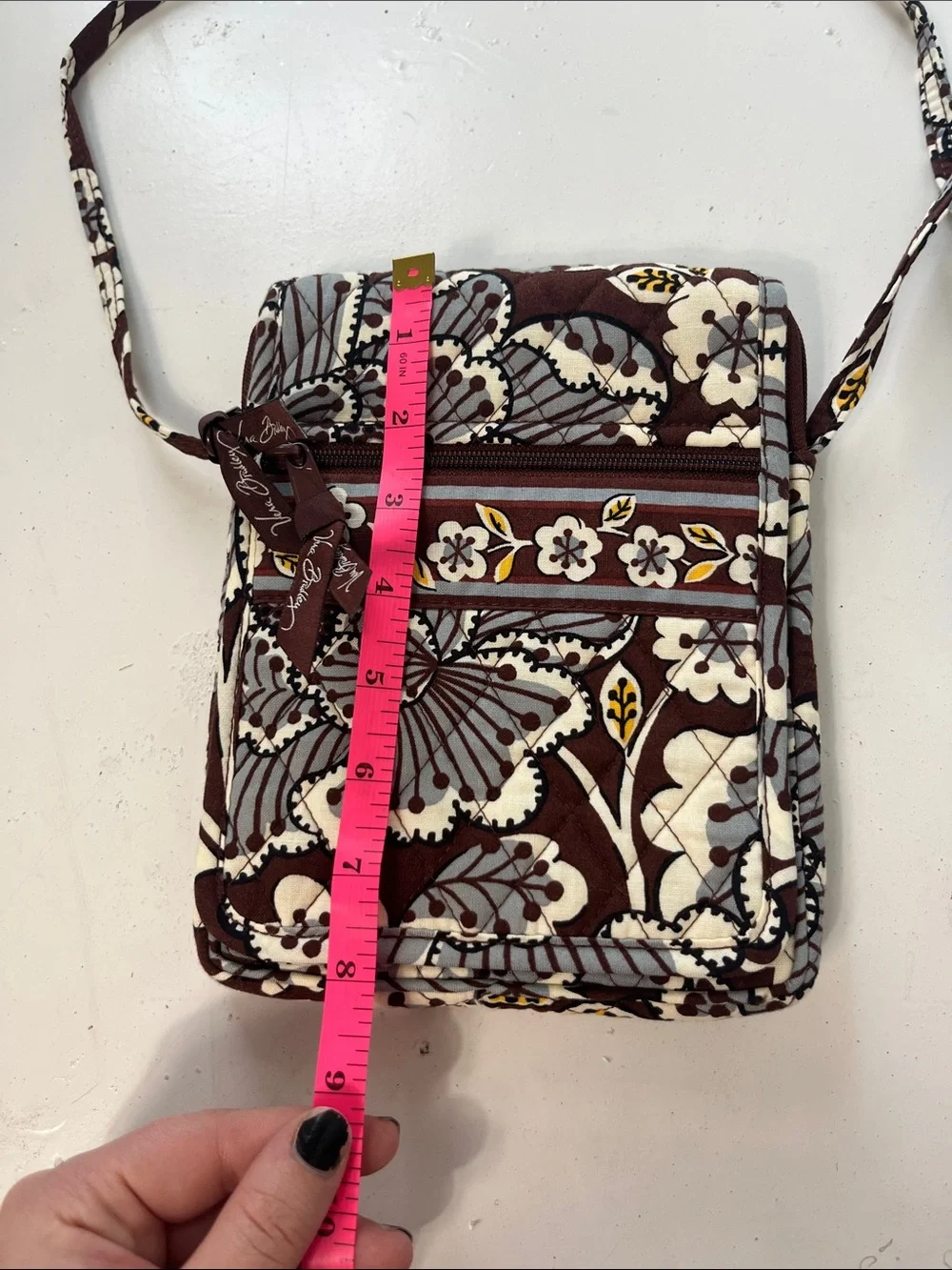 Vera Bradley Mini Hipster Slate Blooms Brown Blue Floral Bag with Wallet NWT